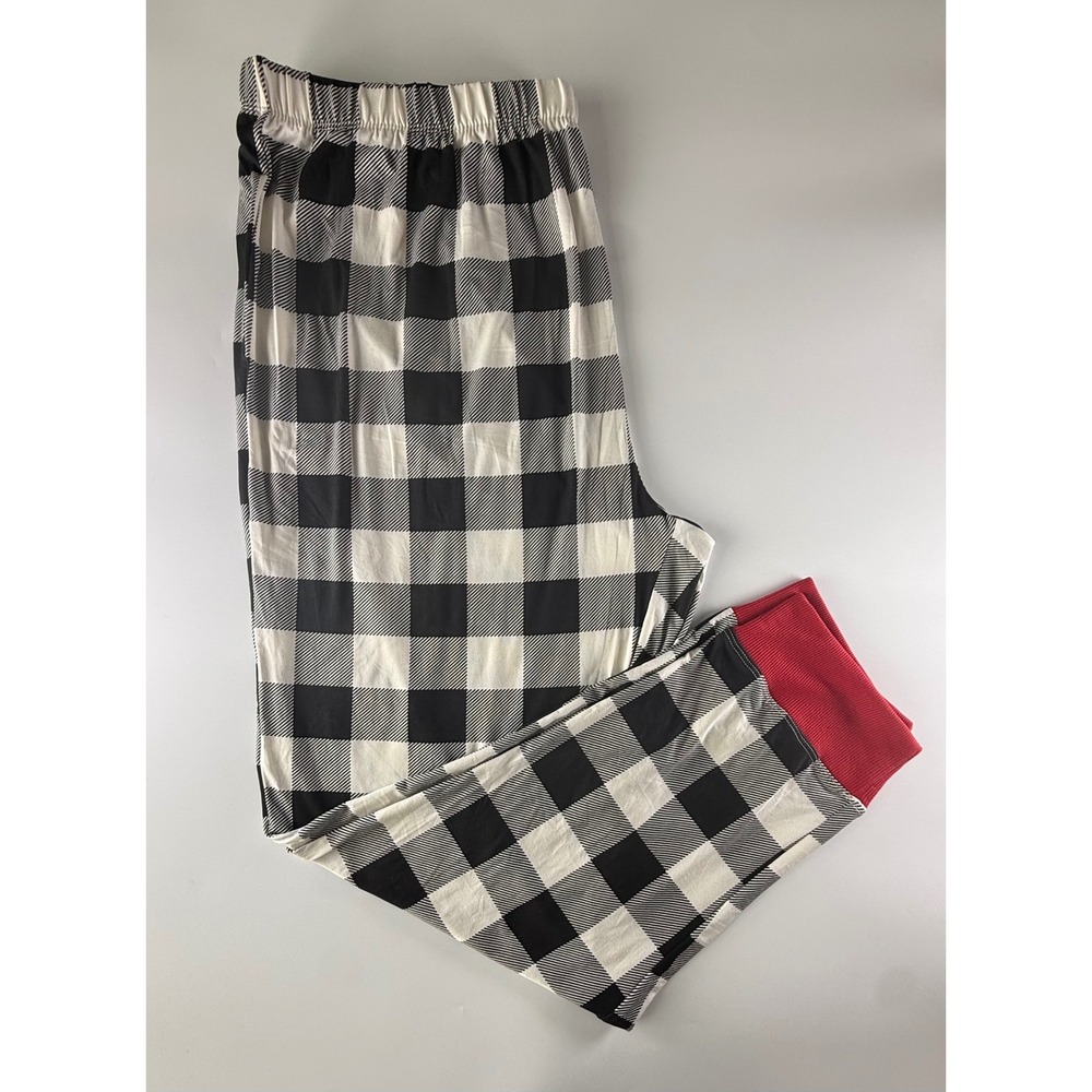 Holiday Time Buffalo Plaid Pajama‎ Pants 2XL Black White Red Jogger Christmas